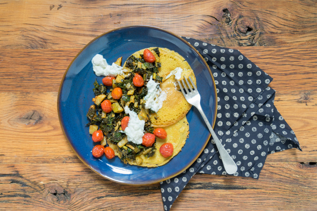 Chickpea Flatbread with Harissa Kale, Fennel + Tomatoes - Ends + Stems with Chef Alison