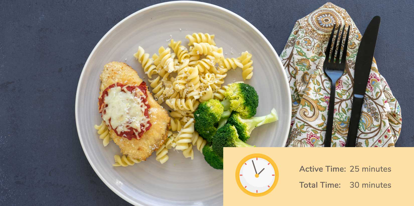 Sheet Pan Chicken Parm with Rotelli + Broccoli