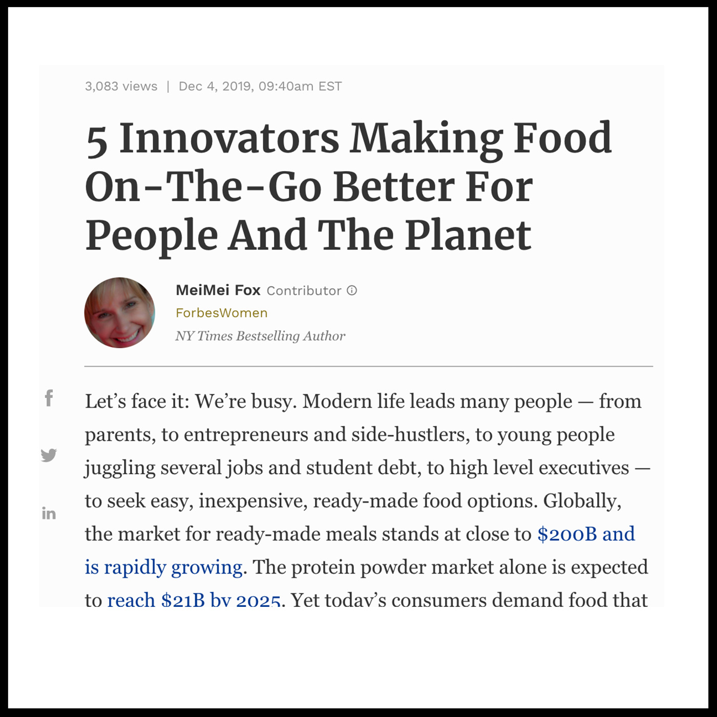 Forbes: 5 Innovators Making Food On-The-Go Better for People and the Planet